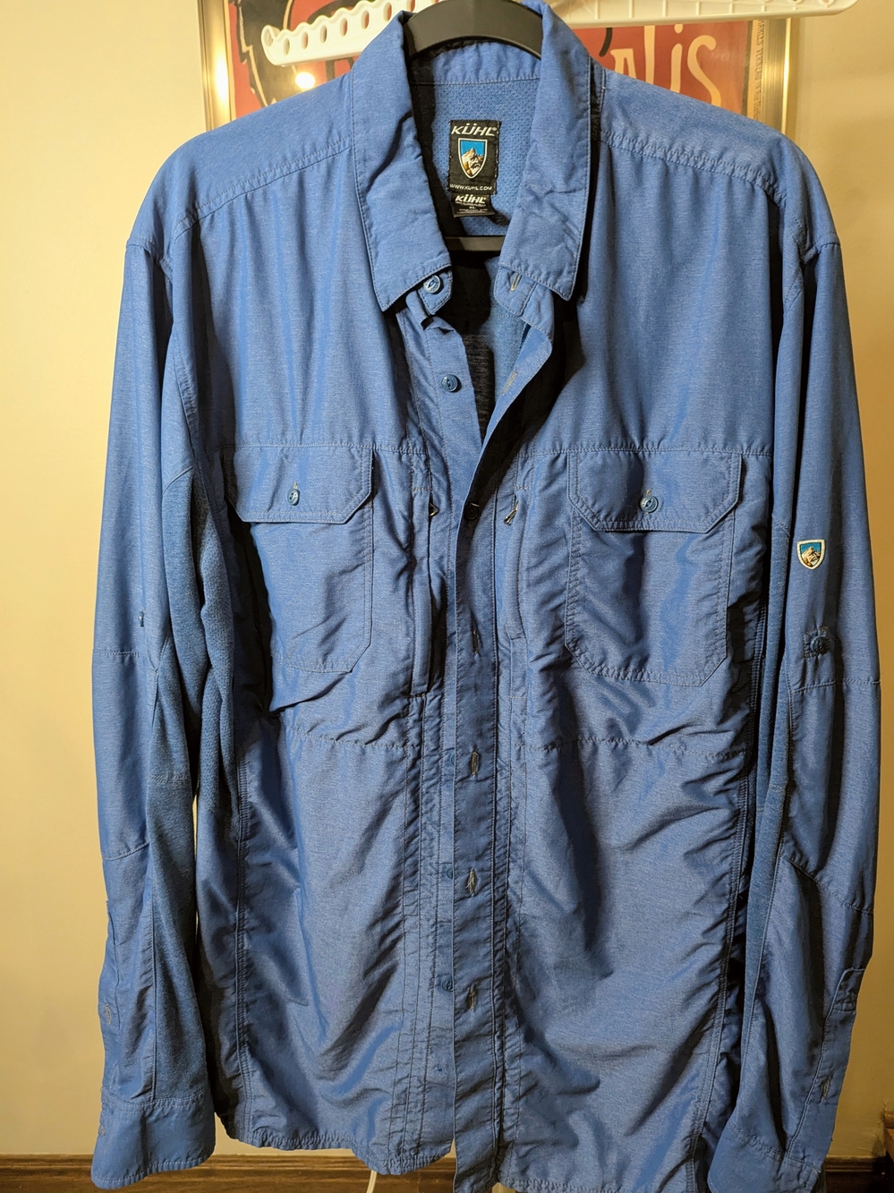 $30 KÜHL Men's XL Airspeed Long Sleeve Hiking Shirt Blue Vented EUC